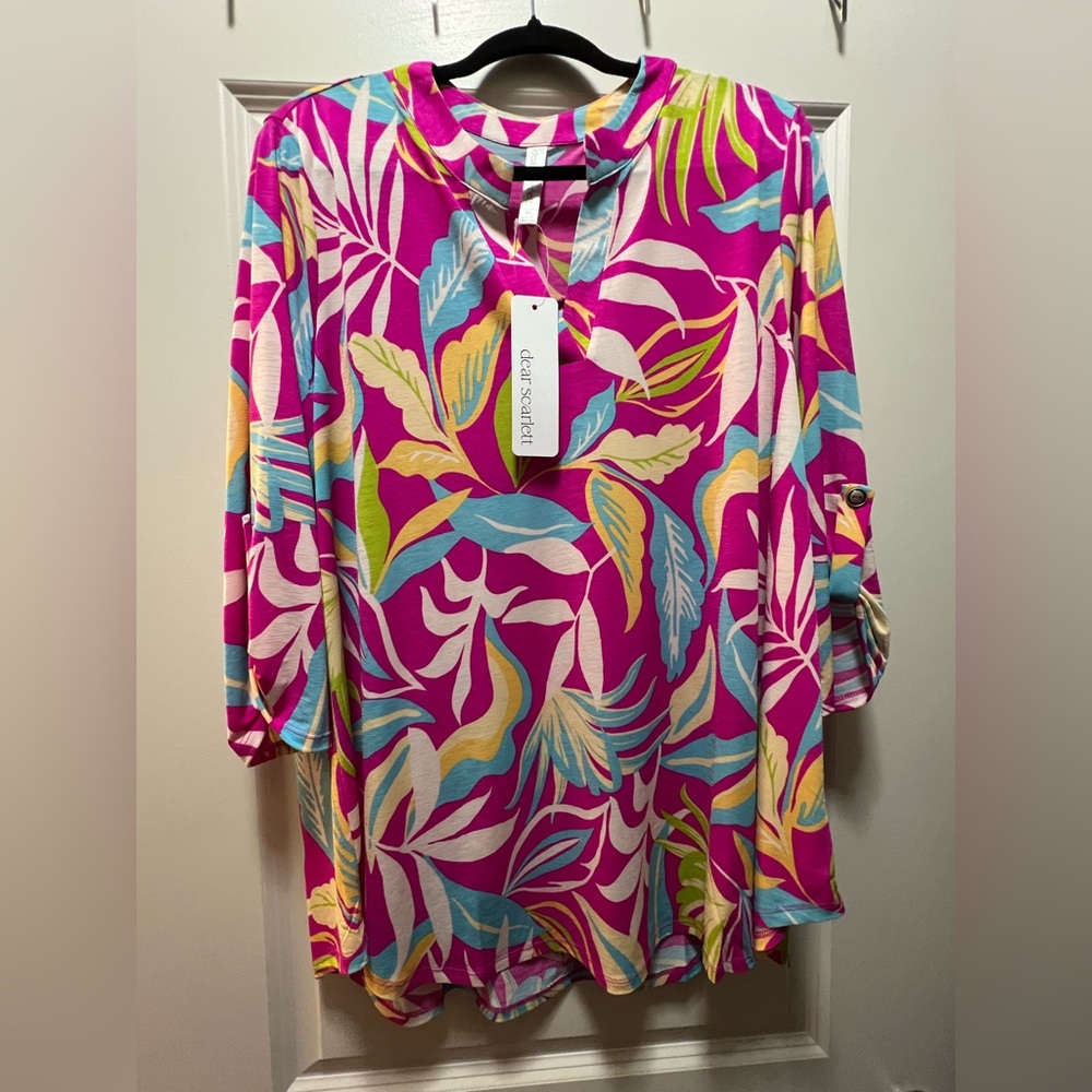 Vibrant Pink and Blue Graphic Tunic
